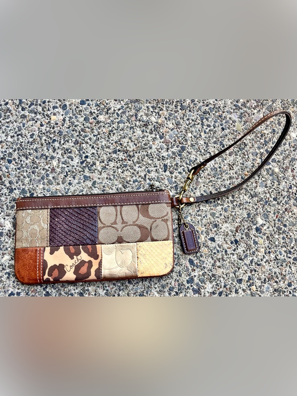Vintage Coach Patchwork Animal Print Wristlet